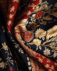 Traditional batik patterns displayed on rich fabric textures