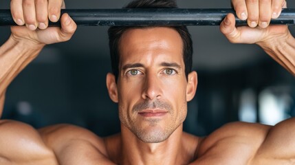 Strength training workout gym fitness photo indoor close-up muscle development