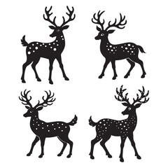 Deer Silhouette Vector Set Elegant Wildlife Illustrations