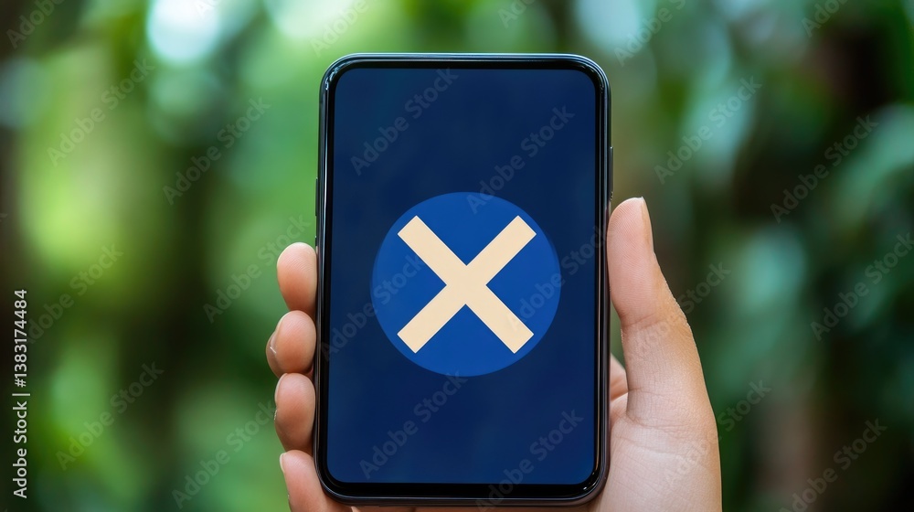 Poster negative balance notification on a mobile banking app screen.