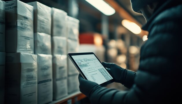 Tariff Impact Analysis Warehouse Inventory Check on Tablet - Global Trade