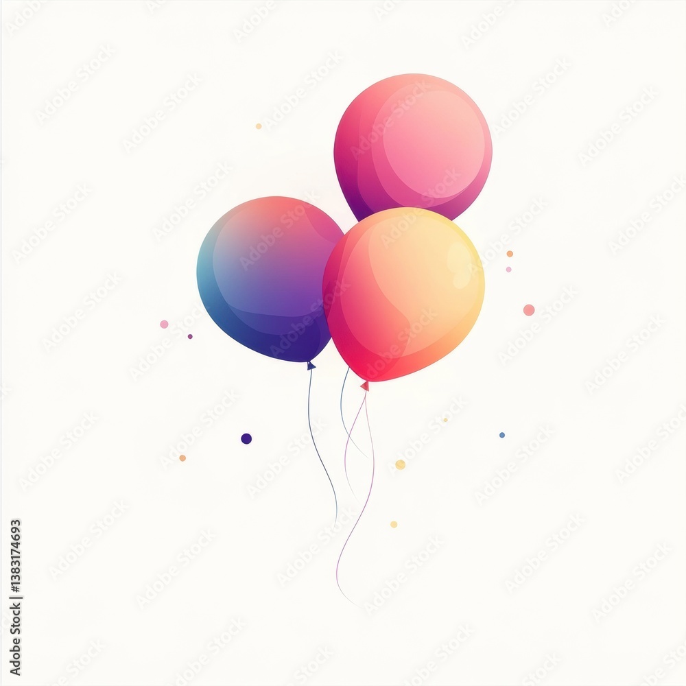 Aufkleber Floating balloons in minimalistic flat design enhance festive ambiance with smooth gradients and modern aesthetic
