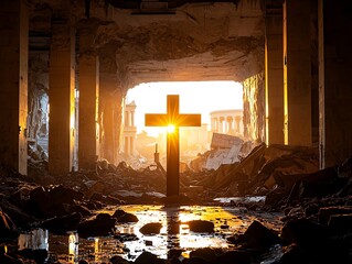 War-torn Church Sunlight