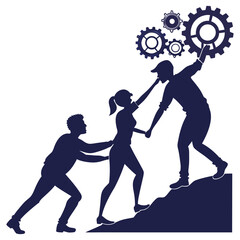 silhouette team building and more on white background