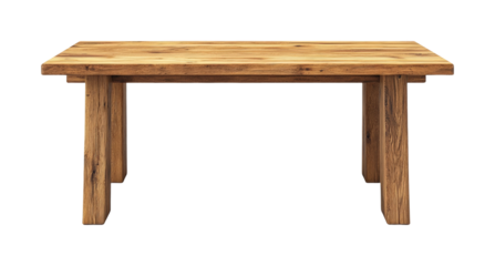 Wooden dining table home furniture front view isolated on transparent background
