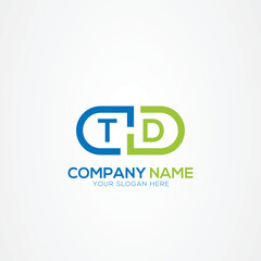 Minimal Monogram Letter TD Medicine Logo Elements