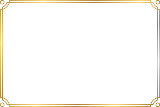 Vintage gold frame border with 3x2 aspect ratio for invitation, card, cut out , isolated on transparent background.