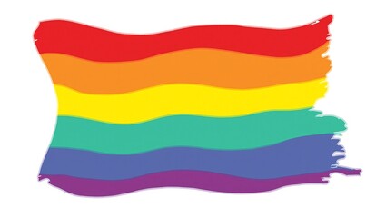 Obraz premium Vibrant pride flag in flat bold colors on a minimalist white background Modern and stylish LGBTQ concept