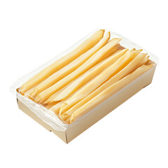  Box of Frozen French Fries with Crispy Golden Texture  on transparent background