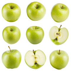 Fresh Green Apples on transparent background