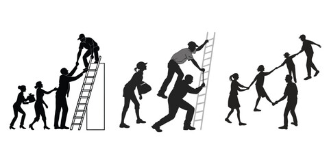 silhouette team building and more on white background