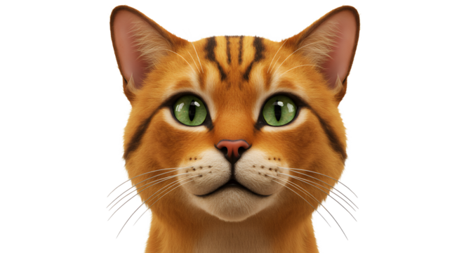 Charming Realistic Cat Portrait with Striking Green Eyes and Fluffy Fur