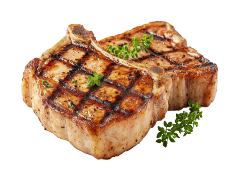 Grilled pork chops kitchen food home isolated on transparent background