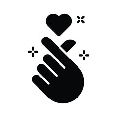 A well crafted glyph icon showing mini love gesture