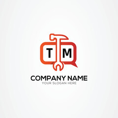 Services Icon or Chat Logo With Letter TM Logo Isolated Vector Illustration