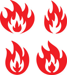 Fire icon silhouette vector set