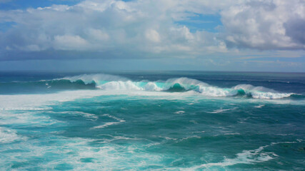 Powerful ocean waves crashing
