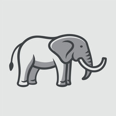 Elephant Illustration Side View of an Elephant with Large Tusks