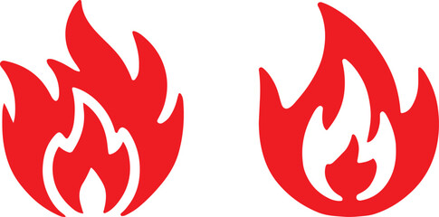 Fire icon silhouette vector set