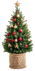 Decorated Christmas Tree on transparent background