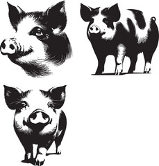 Pig Silhouette Vector – Farm Animal Icon for Rustic and Modern Design Projects