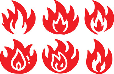 Fire icon silhouette vector set
