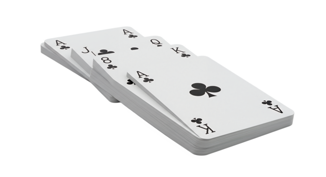 Playing Cards in a Fanned Arrangement Highlighting Royal Flush Hand