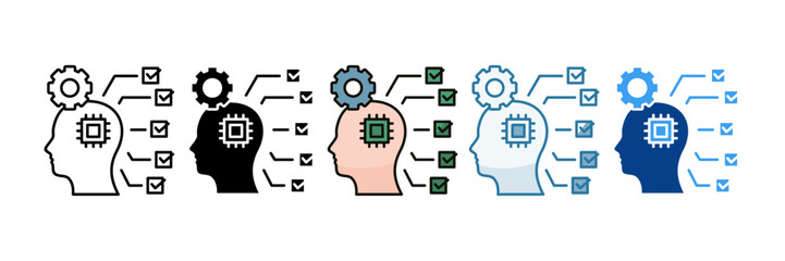 Cyborg Mind Icon Set Multiple Style Collection