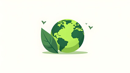 Obraz premium Eco-Friendly Green Earth with Leaves Symbolizing Sustainability, Environmental Conservation, Renewable Energy, Climate Awareness, Ecology, Nature Protection, Clean Future, and Global Sustainability.