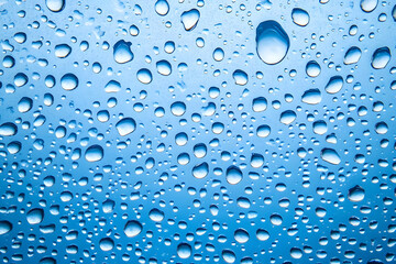 Water Droplets on Blue Surface, Abstract