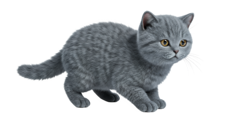 Playful Gray Kitten Exploring with Curiosity and Playful Charm