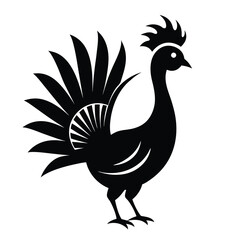 Obraz premium silhouette black white peacock vector illustration