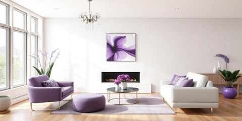 Modern Purple White Living Room Interior Design