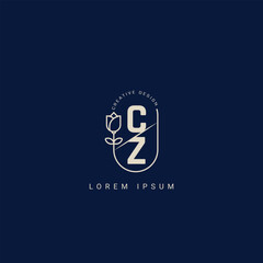 Letter CZ and ZC creative logo with beauty floral concept premium vector