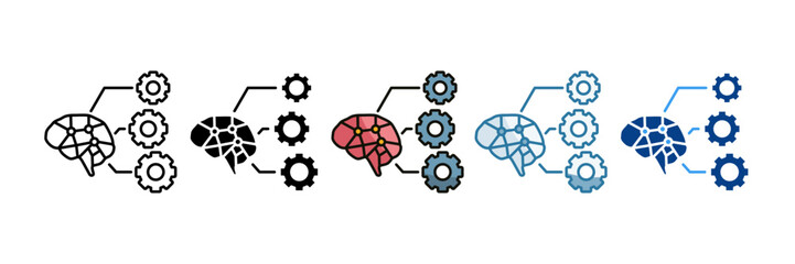 Synth Cog Icon Set Multiple Style Collection