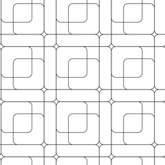 Abstract geometric pattern with crosses, stripes, lines. Seamless vector background. White and black ornament. Modern reticulated graphic design.