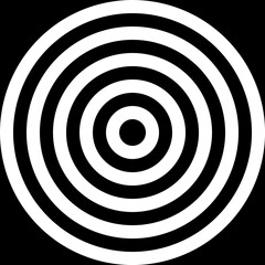 10 filled concentric circles equal thickness in alternating black and White