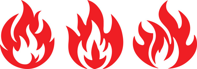 Naklejka premium Fire icon silhouette vector set