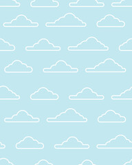 Obraz premium Seamless Vector Pattern of White Outline on Light Blue