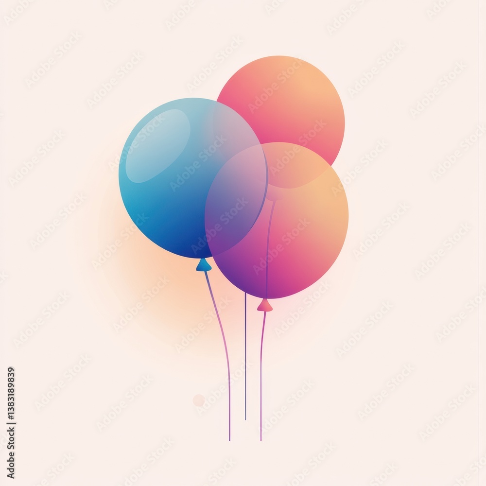 Fototapete floating balloons create a festive atmosphere with smooth gradients and a modern minimalist design s