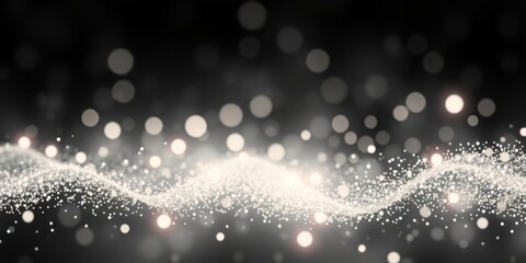 Sparkling Silver Glitter Wave Background Shimmering Lights Bokeh