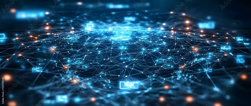 Poster the concept of internet network connectivity and advanced communication systems represents the futur