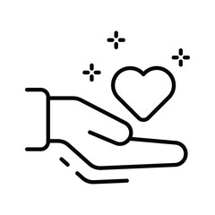 Hand giving love icon amazingly designed in outline style
