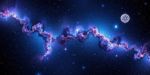 Fototapeta premium Cosmic Nebula Starry Night Sky Galaxy Background Space Exploration