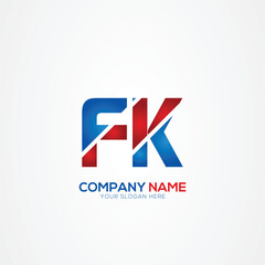 FK or KF Creative Modern Letters Logo Design Element red and blue