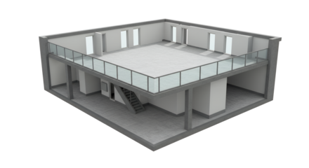 Modern Architectural Design of a Spacious Open-Concept Room with Balcony