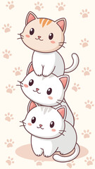 a cute cartoon cats sitting on top with pastel color background