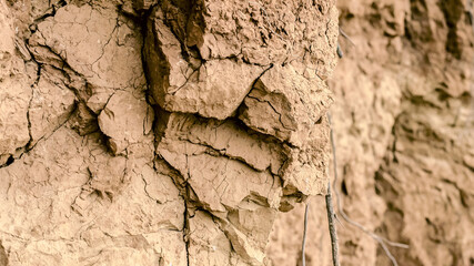 texture of the clay surface of the mountain