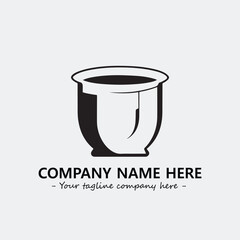 Cup illustration black and white for logo company vector image
