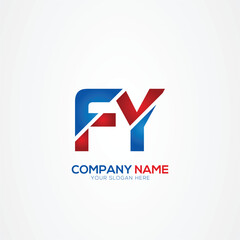 FY or YF Creative Modern Letters Logo Design Element red and blue